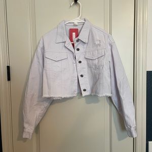 White Cropped Denim Jacket - NWT Size Medium